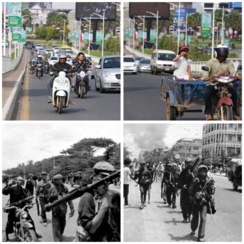 47年前后金边对比图，人们被迫离开与开心的返程-柬之窗