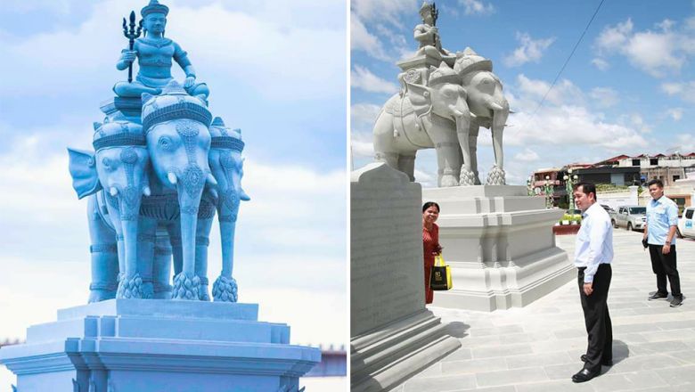 磅湛省河滨公园增加因陀罗雕像 - 柬之窗-旅途分享社区-柬埔寨圈子-柬之窗